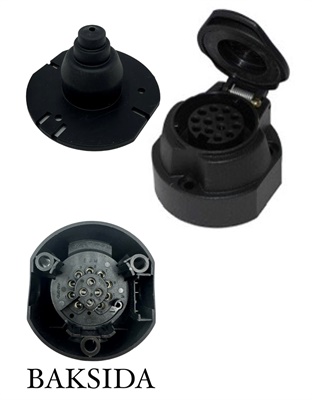 Stickdosa 13-polig, plast, dimbakljusbrytare (microswitch)