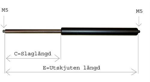 Gasfjäder 6/15 E=189, C=75