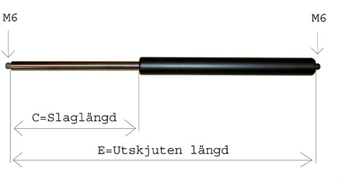 Gasfjäder 8/19 E=553, C=250