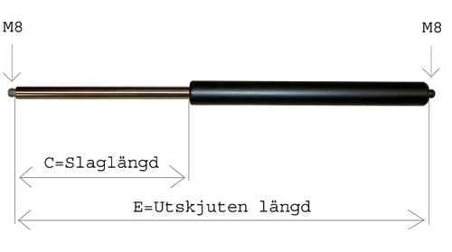 Gasfjäder 10/22 - TRYCK: 1100 N