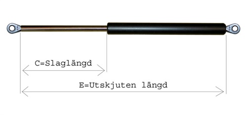 Gasfjäder 14/28 - TRYCK: 2500 N