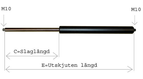 Gasfjäder 14/28 E=585, C=250