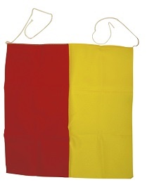 Varningsflagga röd/gul