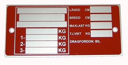 Besiktningsskylt 130x55, röd